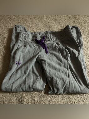 Under Armour Kids XL Gray Joggers with Purple